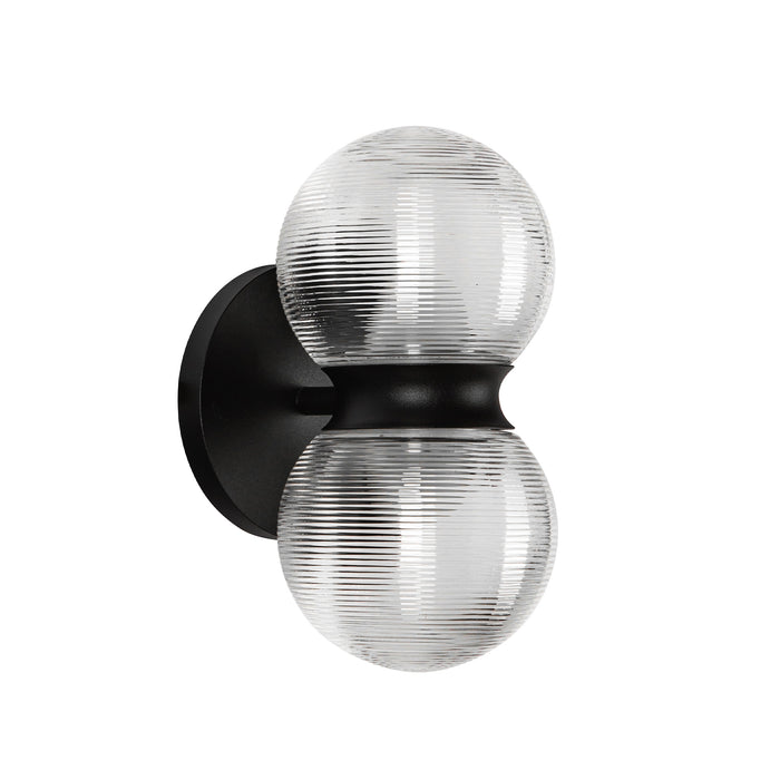 Peri LED Exterior Wall Mount Black/Clear Ribbed Glass-Exterior-Kuzco Lighting-Lighting Design Store