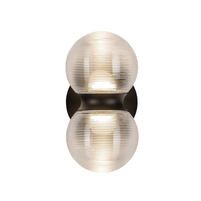 Peri LED Exterior Wall Mount Black/Clear Ribbed Glass-Exterior-Kuzco Lighting-Lighting Design Store