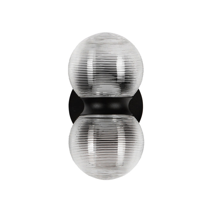 Peri LED Exterior Wall Mount Black/Clear Ribbed Glass-Exterior-Kuzco Lighting-Lighting Design Store