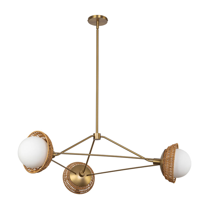 Perth Three Light Chandelier Brushed Gold/Opal Glass-Large Chandeliers-Alora-Lighting Design Store