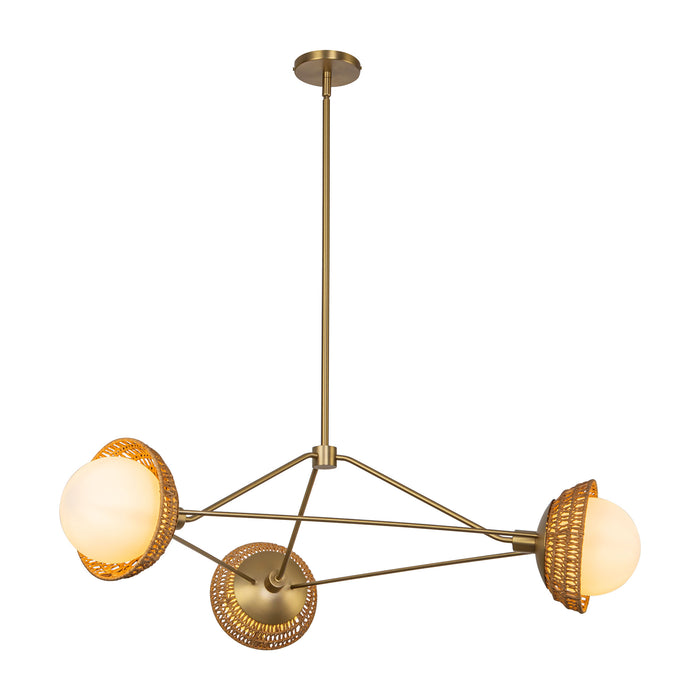 Perth Three Light Chandelier Brushed Gold/Opal Glass-Large Chandeliers-Alora-Lighting Design Store