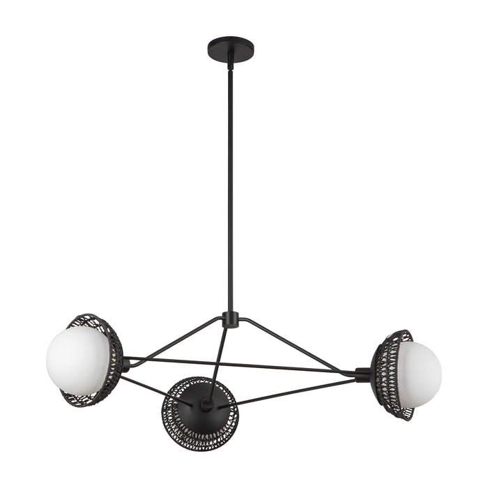 Perth Three Light Chandelier Matte Black/Opal Glass-Large Chandeliers-Alora-Lighting Design Store
