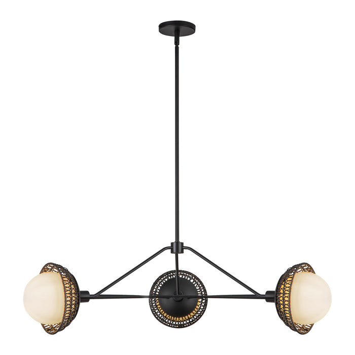 Perth Three Light Chandelier Matte Black/Opal Glass-Large Chandeliers-Alora-Lighting Design Store