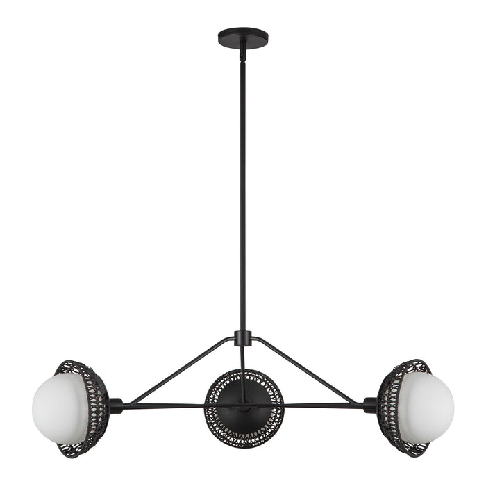 Perth Three Light Chandelier Matte Black/Opal Glass-Large Chandeliers-Alora-Lighting Design Store