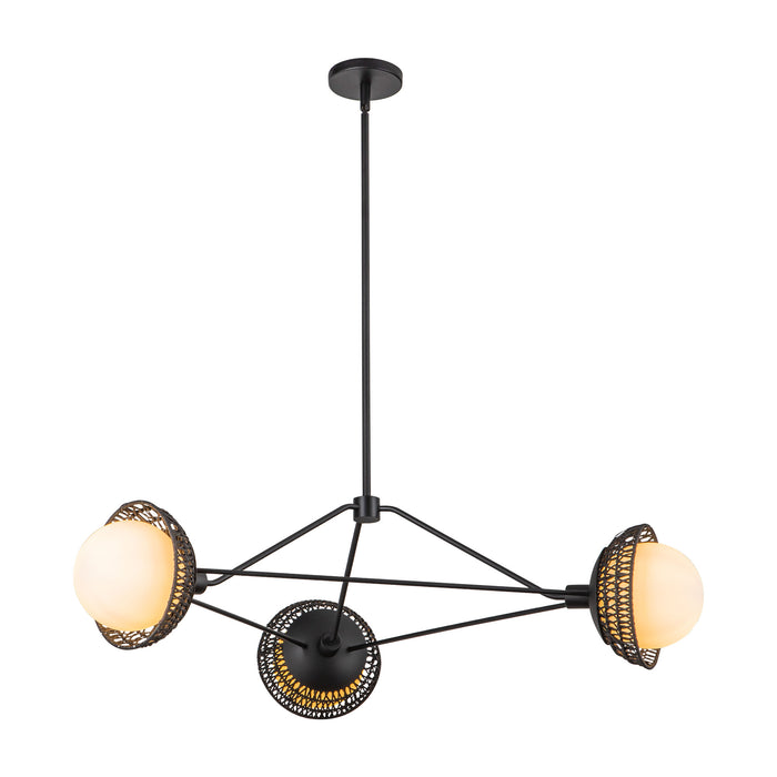 Perth Three Light Chandelier Matte Black/Opal Glass-Large Chandeliers-Alora-Lighting Design Store