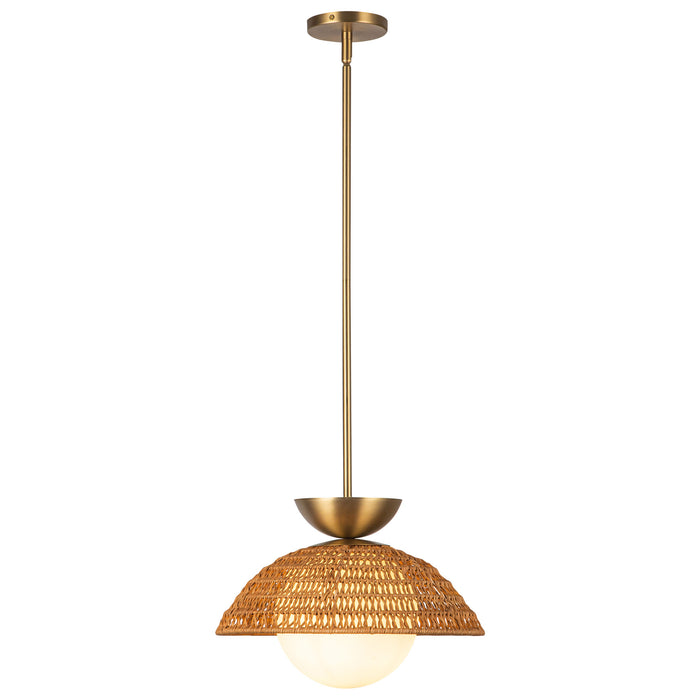 Perth One Light Pendant Brushed Gold/Opal Glass-Pendants-Alora-Lighting Design Store