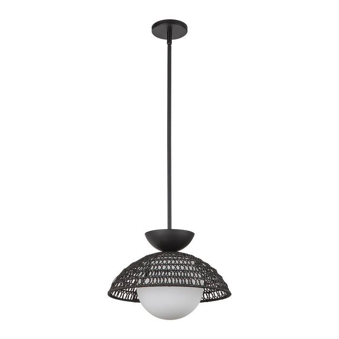 Perth One Light Pendant Matte Black/Opal Glass-Pendants-Alora-Lighting Design Store