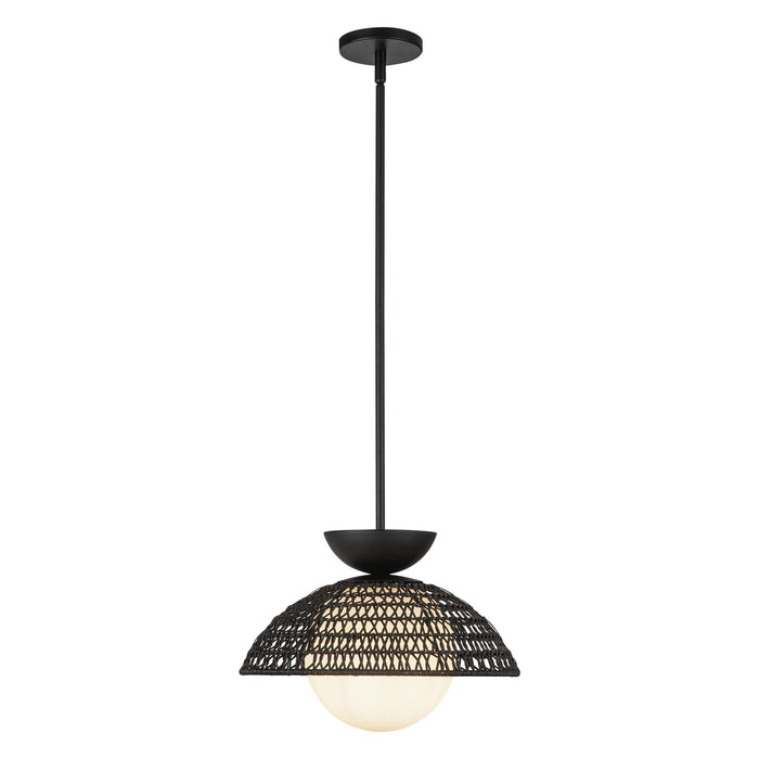 Perth One Light Pendant Matte Black/Opal Glass-Pendants-Alora-Lighting Design Store