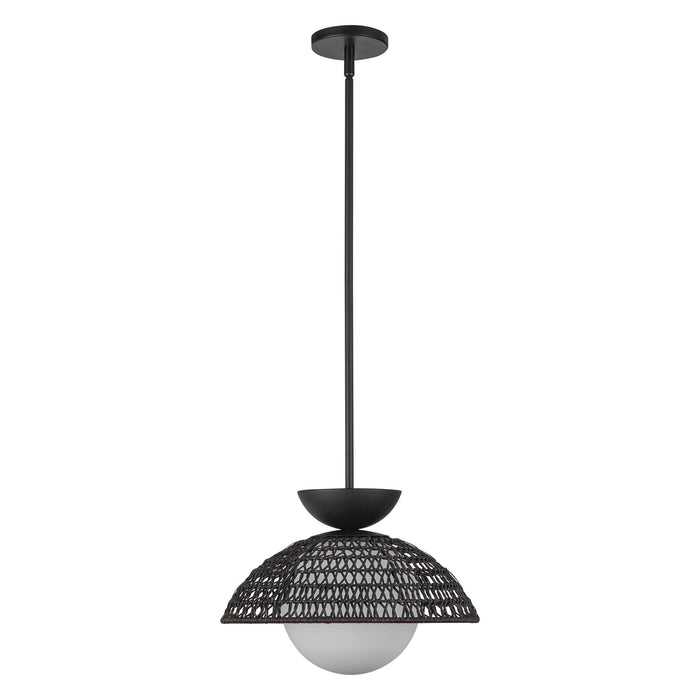 Perth One Light Pendant Matte Black/Opal Glass-Pendants-Alora-Lighting Design Store