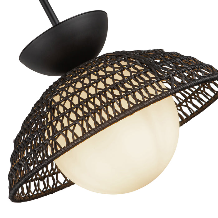 Perth One Light Pendant Matte Black/Opal Glass-Pendants-Alora-Lighting Design Store