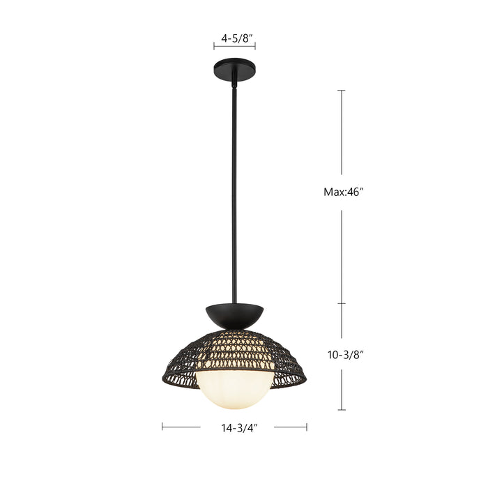 Perth One Light Pendant Matte Black/Opal Glass-Pendants-Alora-Lighting Design Store