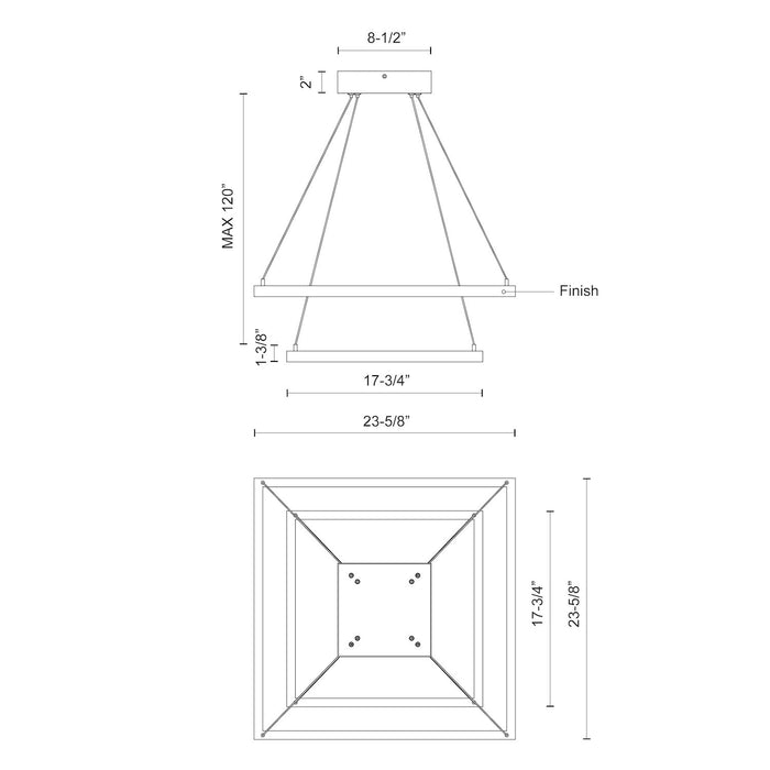 Piazza LED Chandelier Black-Mid. Chandeliers-Kuzco Lighting-Lighting Design Store