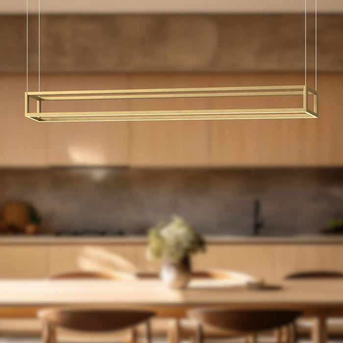 Plaza LED Linear Pendant Brushed Gold-Linear/Island-Kuzco Lighting-Lighting Design Store