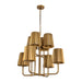 Plisse Eight Light Chandelier Aged Gold-Mid. Chandeliers-Alora-Lighting Design Store