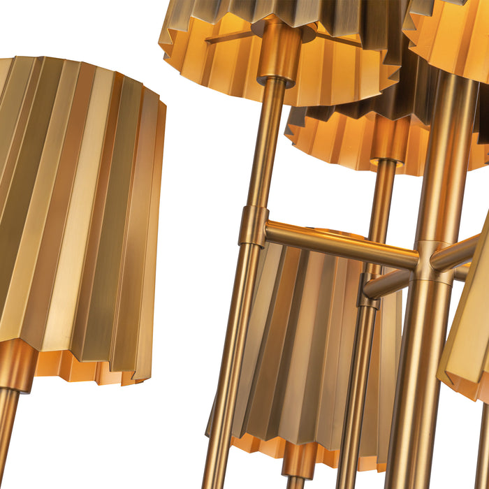 Plisse Eight Light Chandelier Aged Gold-Mid. Chandeliers-Alora-Lighting Design Store