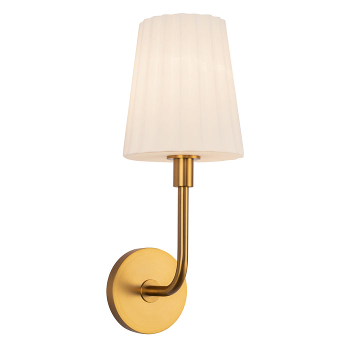 Plisse One Light Vanity Aged Gold/Opal Matte Glass-Sconces-Alora-Lighting Design Store