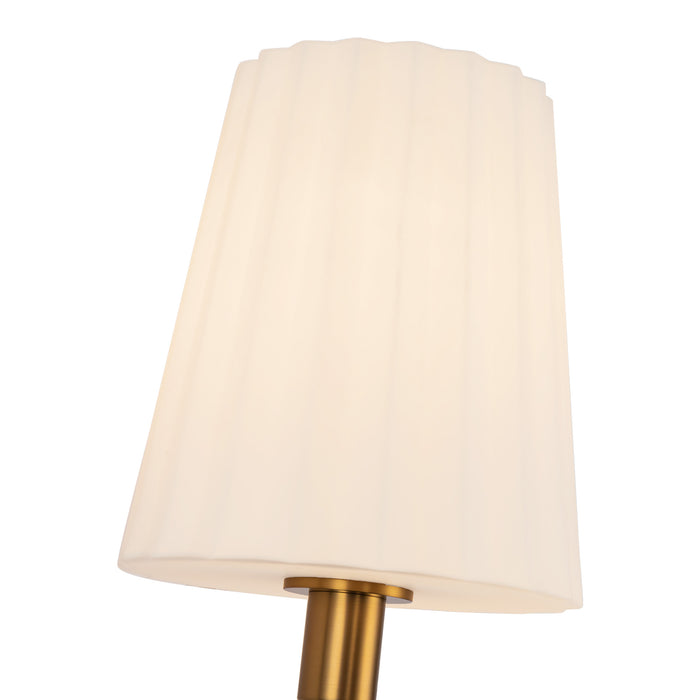 Plisse One Light Vanity Aged Gold/Opal Matte Glass-Sconces-Alora-Lighting Design Store