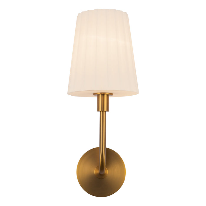 Plisse One Light Vanity Aged Gold/Opal Matte Glass-Sconces-Alora-Lighting Design Store