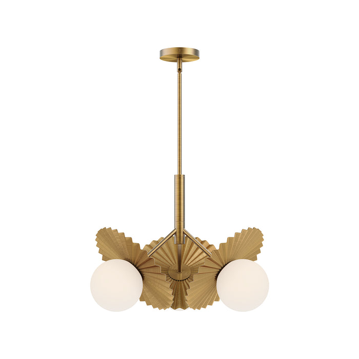 Plume Three Light Chandelier Brushed Gold/Opal Glass-Mid. Chandeliers-Alora-Lighting Design Store