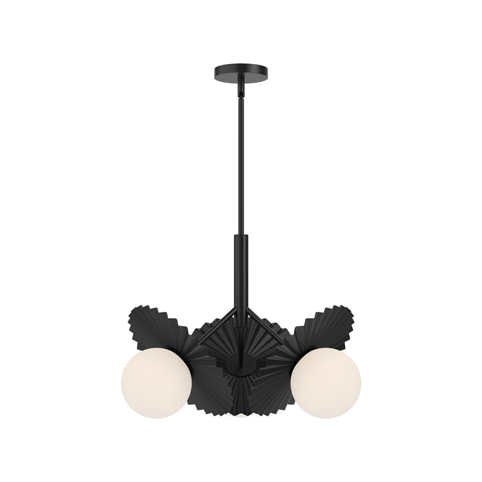 Plume Three Light Chandelier Matte Black/Opal Glass-Mid. Chandeliers-Alora-Lighting Design Store