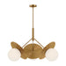 Plume Three Light Chandelier Brushed Gold/Opal Glass-Mid. Chandeliers-Alora-Lighting Design Store
