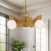 Plume Three Light Chandelier Brushed Gold/Opal Glass-Mid. Chandeliers-Alora-Lighting Design Store
