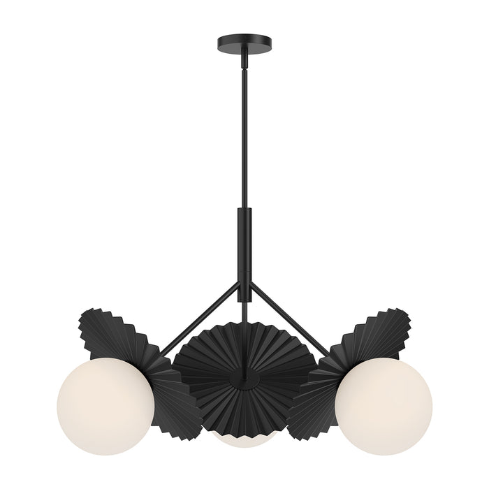Plume Three Light Chandelier Matte Black/Opal Glass-Mid. Chandeliers-Alora-Lighting Design Store