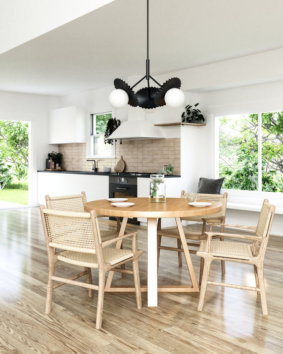 Plume Three Light Chandelier Matte Black/Opal Glass-Mid. Chandeliers-Alora-Lighting Design Store