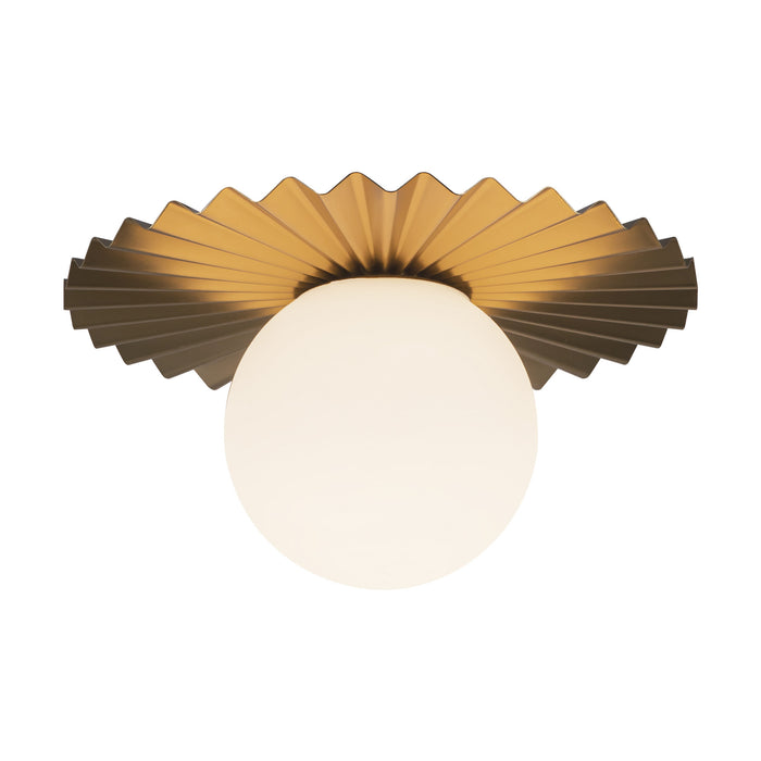 Plume One Light Flush Mount Brushed Gold/Opal Matte Glass-Flush Mounts-Alora-Lighting Design Store