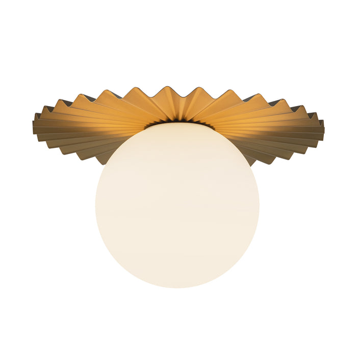 Plume One Light Flush Mount Brushed Gold/Opal Matte Glass-Flush Mounts-Alora-Lighting Design Store