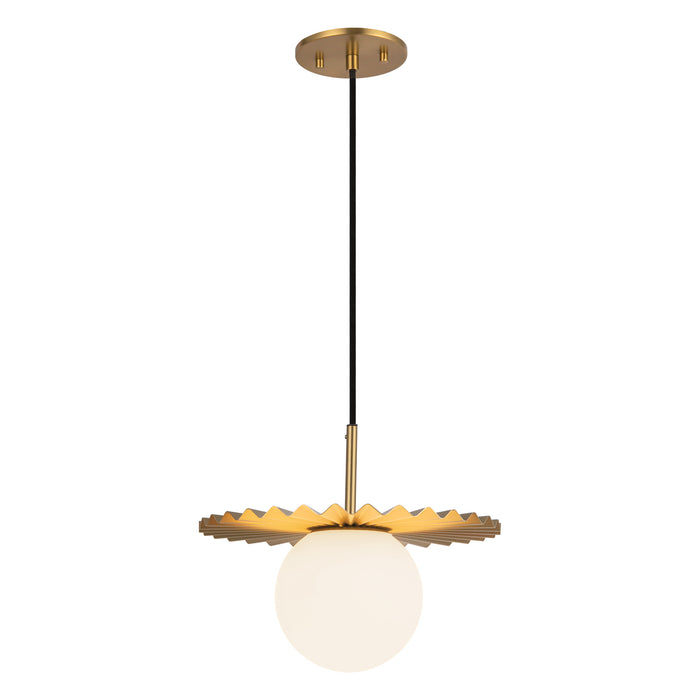 Plume One Light Pendant Brushed Gold/Opal Matte Glass-Pendants-Alora-Lighting Design Store