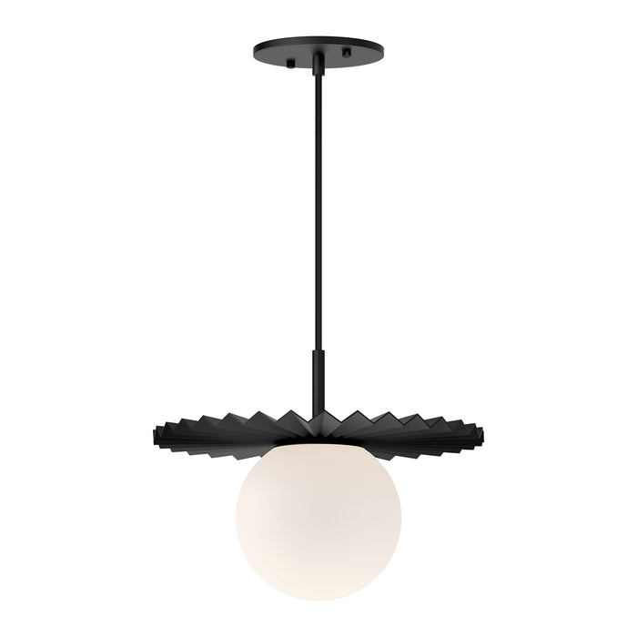 Plume One Light Pendant Matte Black/Opal Matte Glass-Pendants-Alora-Lighting Design Store