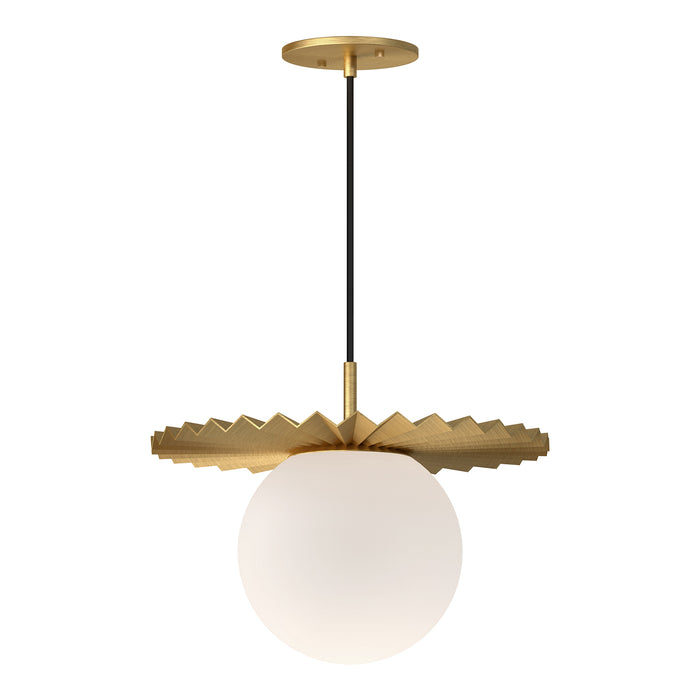 Plume One Light Pendant Brushed Gold/Opal Matte Glass-Pendants-Alora-Lighting Design Store