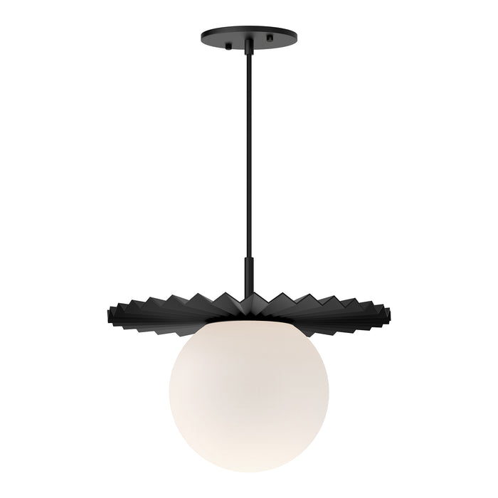 Plume One Light Pendant Matte Black/Opal Matte Glass-Pendants-Alora-Lighting Design Store