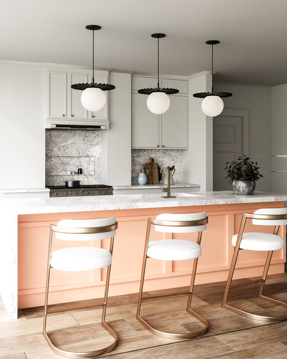 Plume One Light Pendant Matte Black/Opal Matte Glass-Pendants-Alora-Lighting Design Store