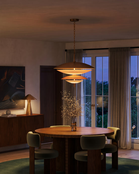 Prescott LED Chandelier Vintage Brass/Opal Matte Glass