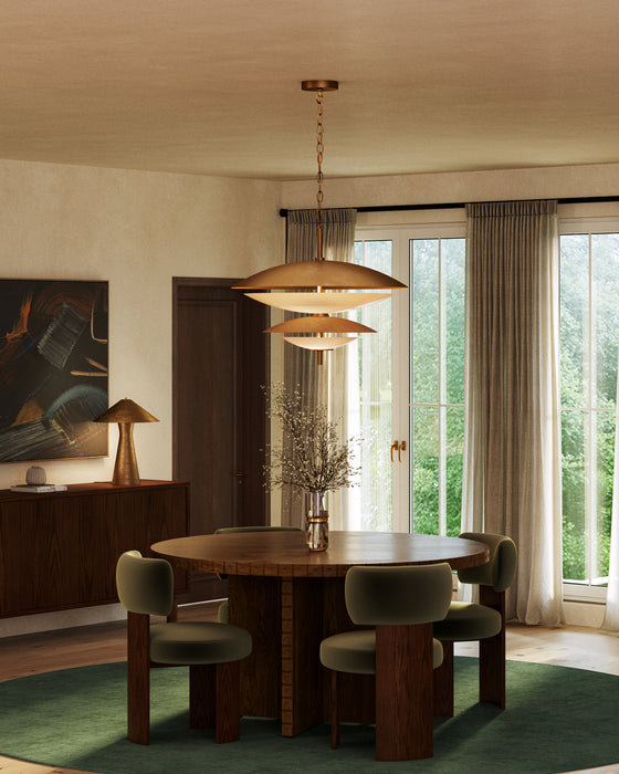 Prescott LED Chandelier Vintage Brass/Opal Matte Glass