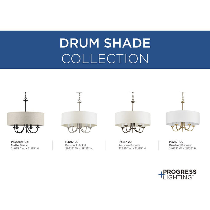 Drum Shade Chandelier-Mid. Chandeliers-Progress Lighting-Lighting Design Store