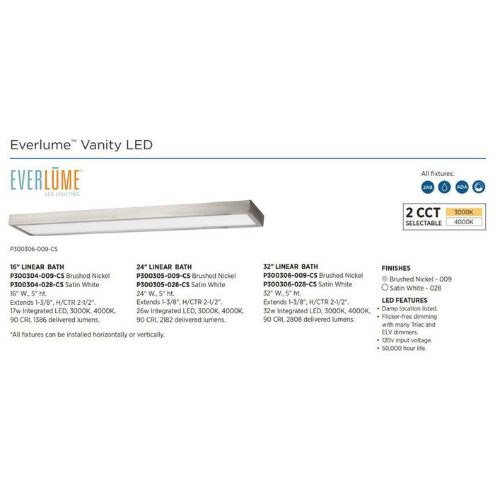Everlume LED Linear Bath Light-Utility-Progress Lighting-Lighting Design Store