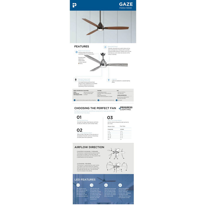 Gaze 60" Ceiling Fan-Fans-Progress Lighting-Lighting Design Store