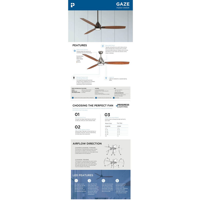 Gaze 60" Ceiling Fan-Fans-Progress Lighting-Lighting Design Store