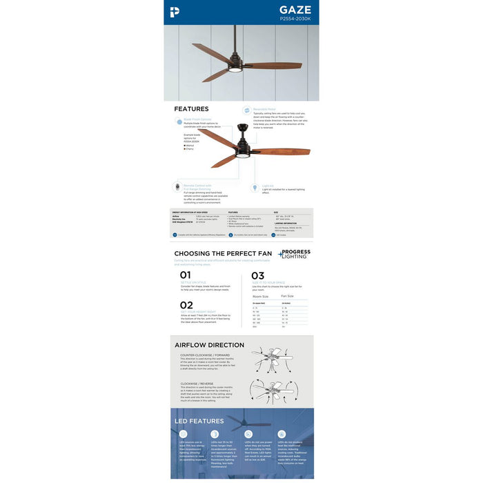 Gaze 60" Ceiling Fan-Fans-Progress Lighting-Lighting Design Store