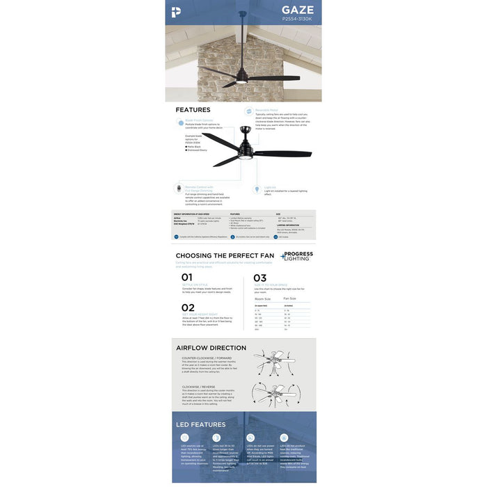 Gaze 60" Ceiling Fan-Fans-Progress Lighting-Lighting Design Store