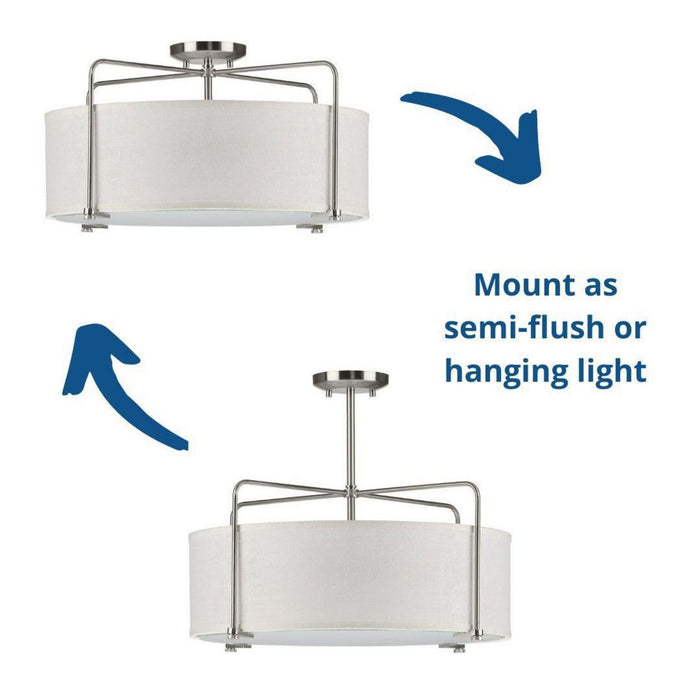 Kempsey Semi Flush Convertible-Semi-Flush Mts.-Progress Lighting-Lighting Design Store