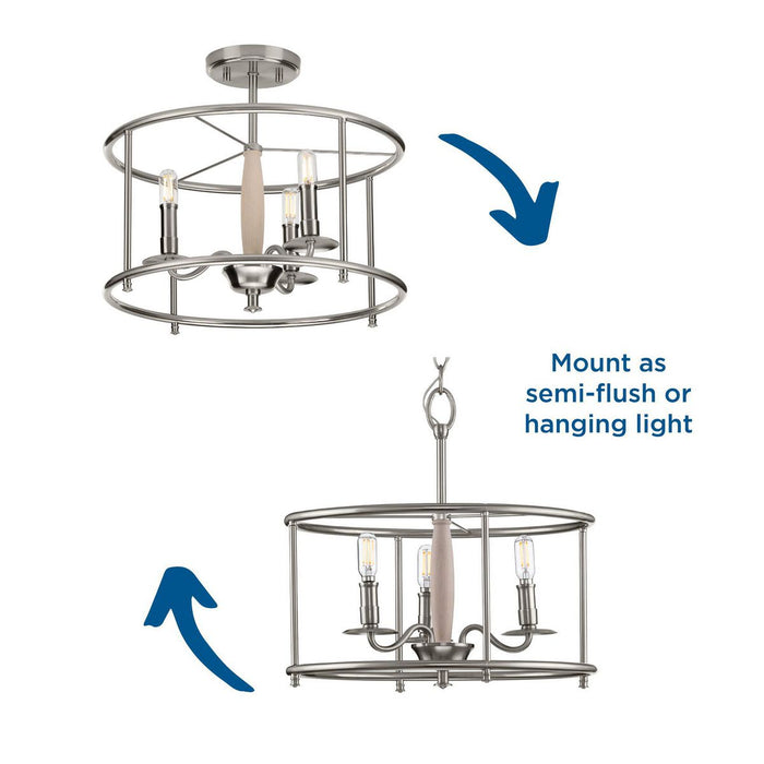 Durrell Semi Flush Convertible-Semi-Flush Mts.-Progress Lighting-Lighting Design Store