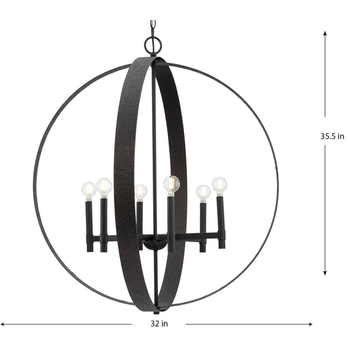 Allegheny Six Light Chandelier-Mid. Chandeliers-Progress Lighting-Lighting Design Store