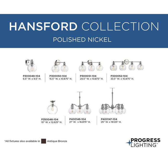 Hansford Bath Light-Bathroom Fixtures-Progress Lighting-Lighting Design Store