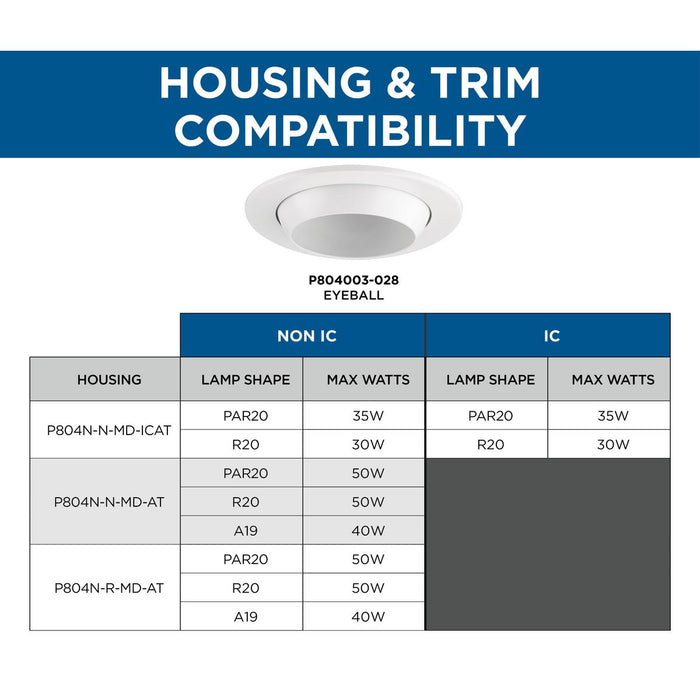 One Light Eyeball Trim-Recessed-Progress Lighting-Lighting Design Store