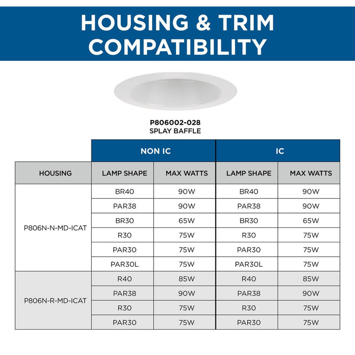 One Light Baffle Splay Trim-Recessed-Progress Lighting-Lighting Design Store