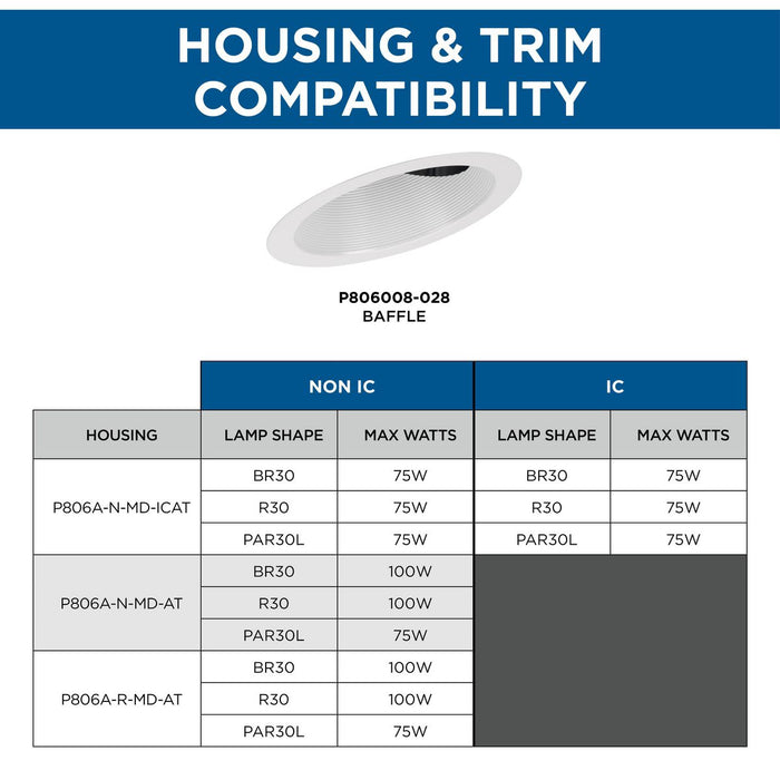 One Light Baffle Trim-Recessed-Progress Lighting-Lighting Design Store